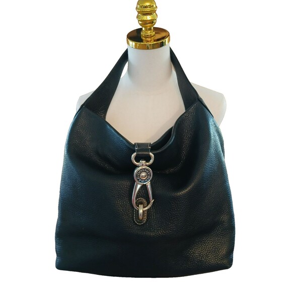 Dooney & Bourke Black Pebble Grain Leather Hobo Logo Lock Shoulder Bag & Wallet - Picture 2 of 16